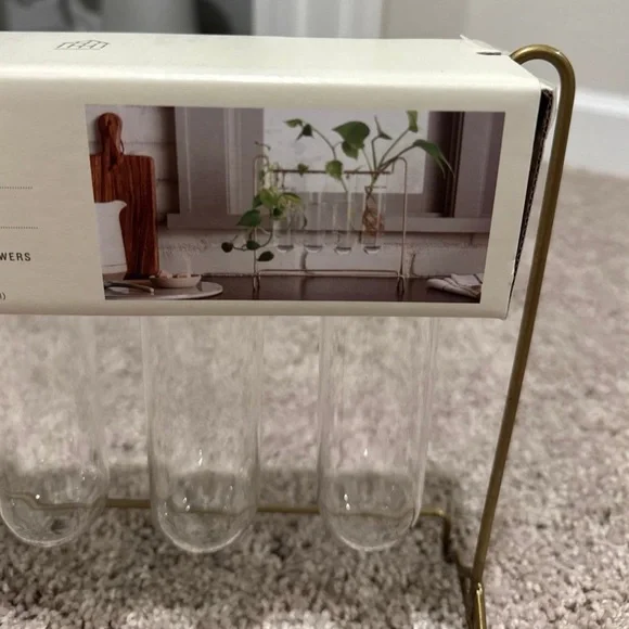 Hearth & Hand Glass Propagation Vase with Brass Stand - Picture 3 of 3